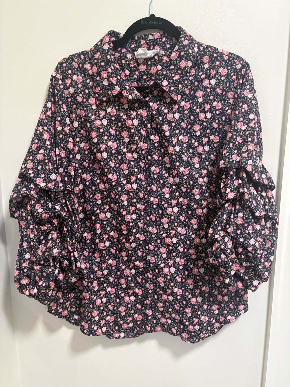 HYACINTH HOUSE / ENGLISH FACTORY Floral Ruffle Sleeve Button-Up Top XL